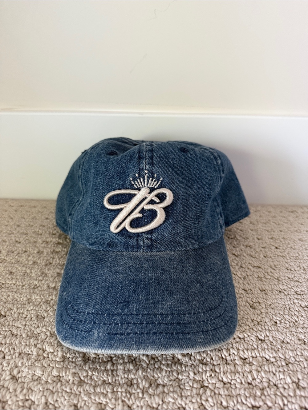 American Eagle Budweiser Denim Blue Baseball Cap with Embroidered 'B'
